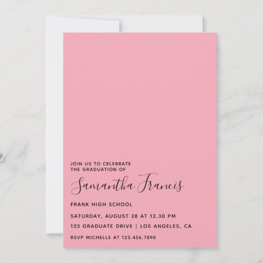 Rosa und Lila Blonde Balloon Girl Abschluss Einladung (Rückseite)