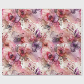 Rosa und Lila Blume Alkohol Tinte drucken Geschenkpapier (Flach)