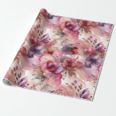 Rosa und Lila Blume Alkohol Tinte drucken Geschenkpapier (Ungerollt)