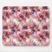 Rosa und Lila Blume Alkohol Tinte Mousepad (Vorne)
