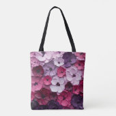 rosa und lila Blume Design mit individuellem Namen Tasche (Rückseite)