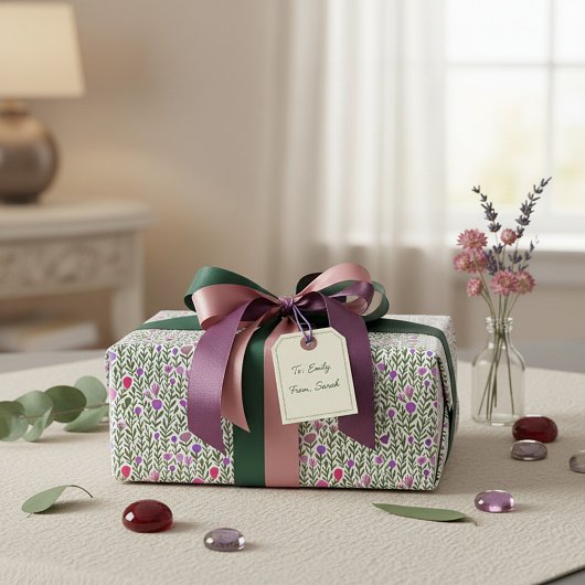 Rosa und lila Blume Geschenkpapier