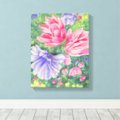 Rosa und Lila Blume im Garten Leinwanddruck (Insitu (Holzboden))