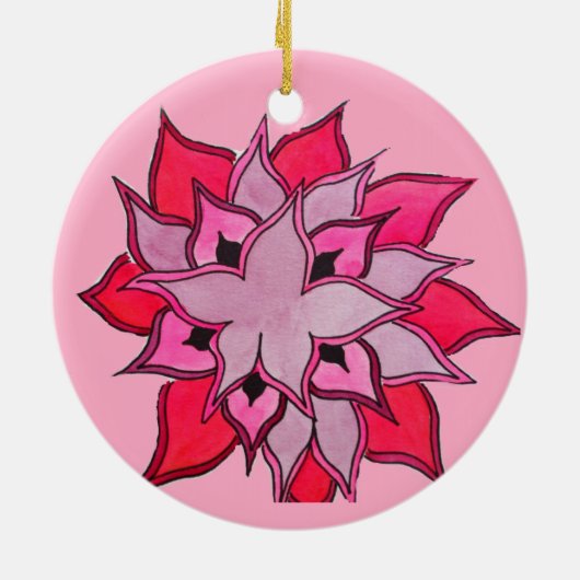 Rosa und lila Blume Keramik Ornament (Hinten)