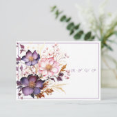 Rosa und Lila Blume RSVP Karte (Stehend Vorderseite)