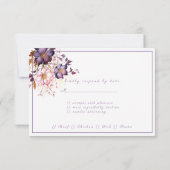 Rosa und Lila Blume RSVP Karte (Rückseite)