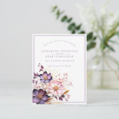 Rosa und Lila Blume Save The Date (Stehend Vorderseite)