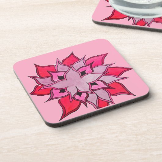 Rosa und lila Blume Untersetzer (Linke Seite)