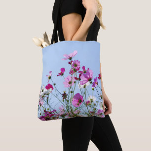 Rosa und Lila Blume Wiese Foto Tasche