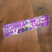 Rosa und lila Blumen-Kunst Namensplakette (Seite)