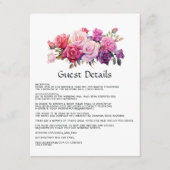 Rosa und Lila Blumengäste Details Begleitkarte (Vorderseite)