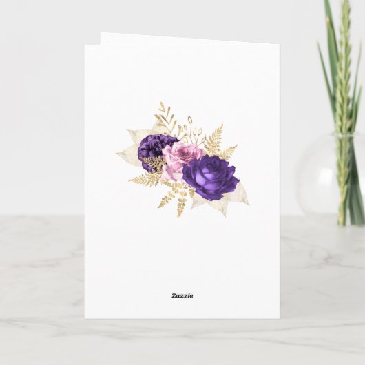 Rosa und Lila Blumenhochzeit Dankeskarte (Rückseite)