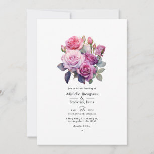 Rosa und Lila Blumenhochzeit Einladung
