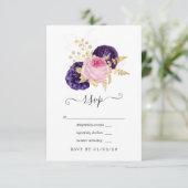 Rosa und Lila Blumenhochzeit RSVP Karte (Stehend Vorderseite)