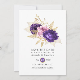 Rosa und Lila Blumenhochzeit Save The Date