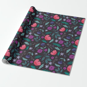 Rosa und lila Blumenillustrationsmuster Geschenkpapier