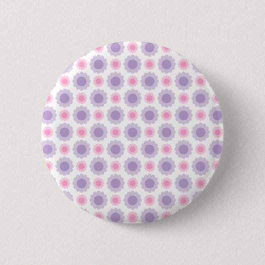 Rosa und lila Blumenmuster Button (Vorderseite)