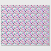 Rosa und lila Blumenmuster Geschenkpapier (Flach)