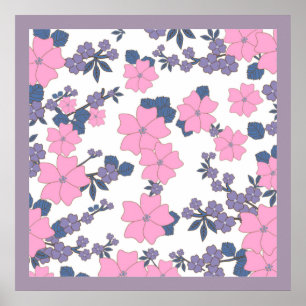 ROSA UND LILA BLUMENMUSTER POSTER