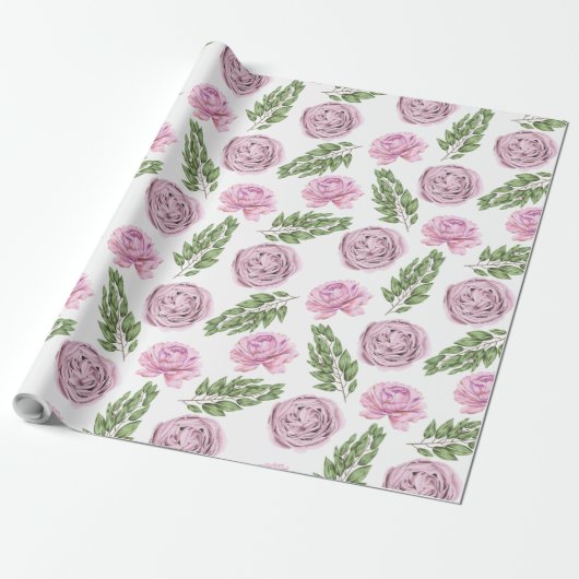 Rosa und Lila Blumenpapier Geschenkpapier (Ungerollt)