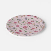 Rosa und Lila Blumenpapierplatte Pappteller (Schrägansicht)