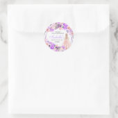 Rosa und Lila Blumenquinceanera Klassischer Rundga Runder Aufkleber (Tasche)