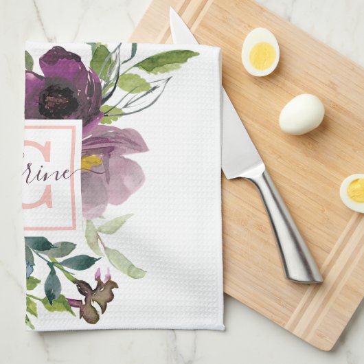 Rosa und lila blumenreich personalisiert geschirrtuch (Viertel Falte)