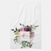 Rosa und lila blumenreich personalisiert geschirrtuch (Vertikal)