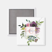 Rosa und lila blumenreich personalisiert magnet (Vorderseite/Rückseite)