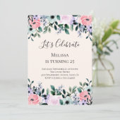 Rosa und Lila Blumenrinde Geburtstag Einladung (Stehend Vorderseite)