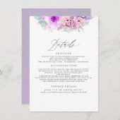 Rosa und Lila Blumenzettel Begleitkarte (Vorne/Hinten)