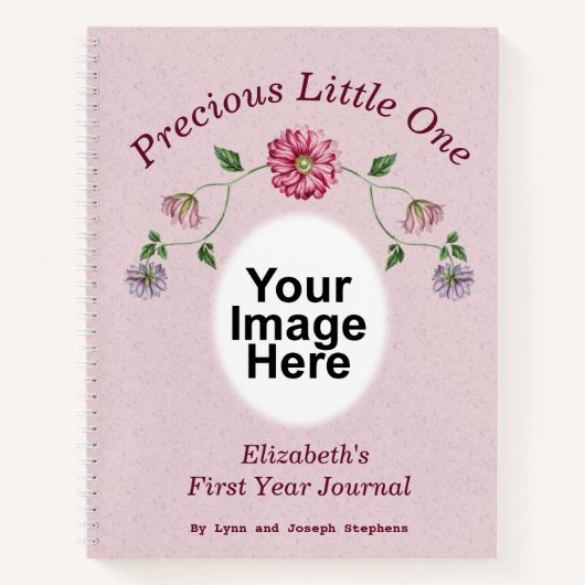 Rosa und Lila Blumenzunge Baby Journal Notizblock (Vorderseite)