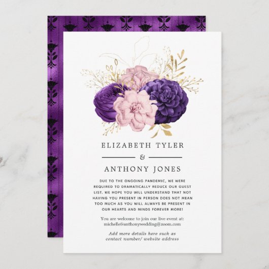 Rosa und Lila Blumenzwiebelliste Ankündigung (Vorne/Hinten)