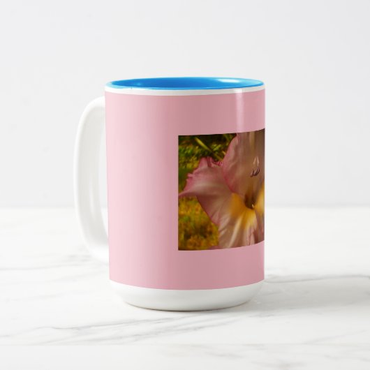 Rosa und Lila Blüte Zweifarbige Tasse (Vorderseite Links)
