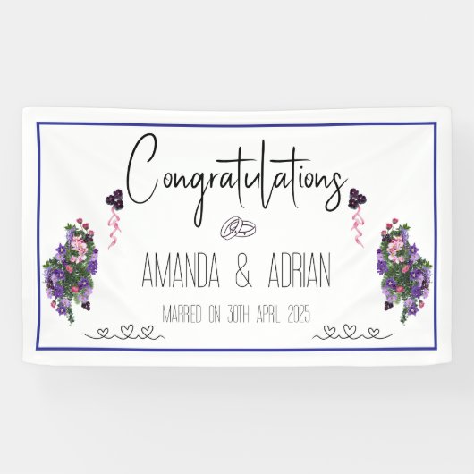 Rosa und lila Blüten Banner (Horizontal)