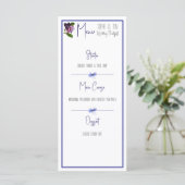 Rosa und lila Blüten Menükarte (Stehend Vorderseite)