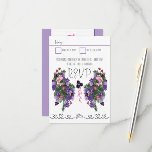 Rosa und lila Blüten RSVP Karte