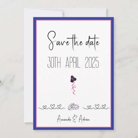 Rosa und lila Blüten Save The Date (Vorderseite)