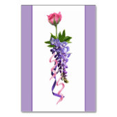 Rosa und lila Blüten Tischnummer (Rückseite)
