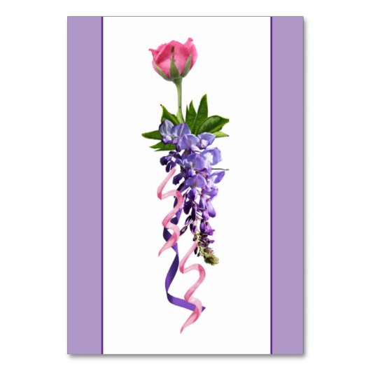 Rosa und lila Blüten Tischnummer (Rückseite)