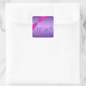 Rosa und Lila Blütencreme Sweet 16 Square Sticker (Tasche)