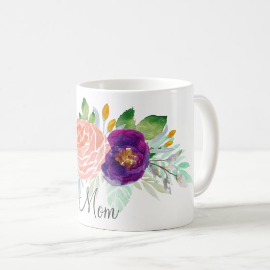 Rosa und Lila Blütenfarbe Kaffeetasse (VorderseiteRechts)