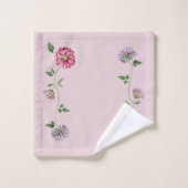 Rosa und Lila Blütenpflanze Badhandtuch Set (Waschlappen)