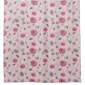 Rosa und Lila Blütenpflanze Duschvorhang (Vorderseite)