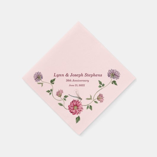 Rosa und Lila Blütenpflanze Serviette (Ecke)