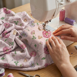 Rosa und Lila Blütenpflanze   Stoff