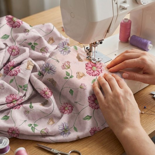 Rosa und Lila Blütenpflanze Stoff