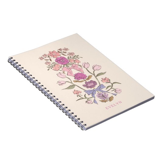 Rosa und Lila Bogen und Blüten Notizblock (Rechte Seite)