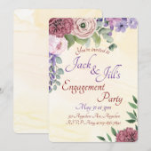 Rosa und Lila Bouquet Einladung (Vorne/Hinten)