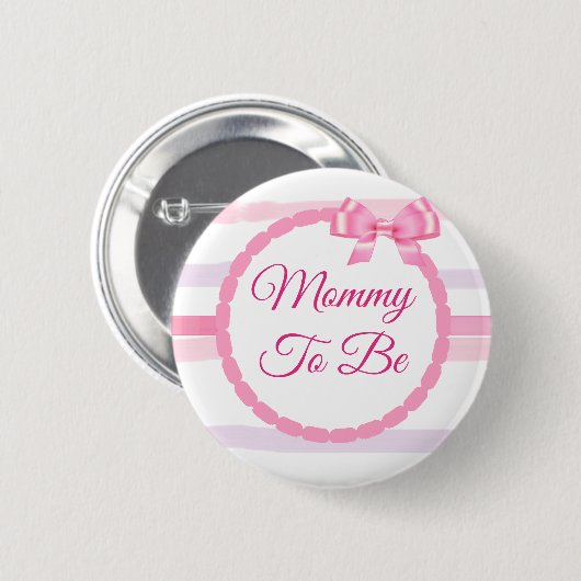 Rosa und Lila Bow Mommy zum Baby Dusche Button (Vorne & Hinten)